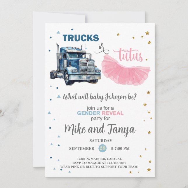 Invitation de révélation de genre Semi Camions ou  (Devant)
