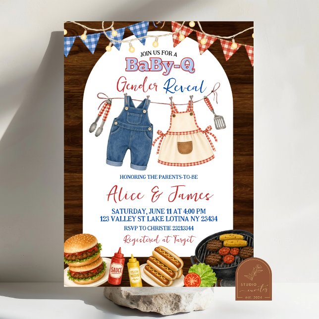 Invitation de révélation de sexe BBQ Rustique en B (Créateur téléchargé)