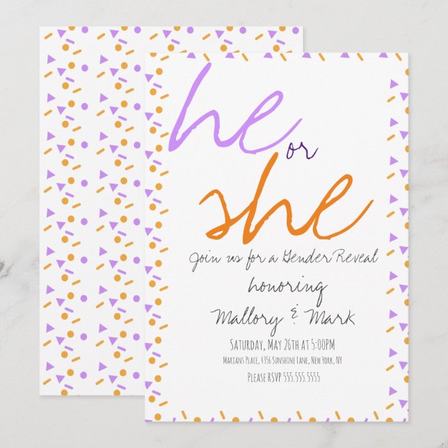 Invitation de révélation de sexe Confetti Hallowee (Devant / Derrière)