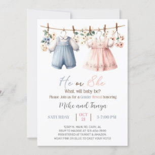 Invitation de révélation de sexe sur corde à linge