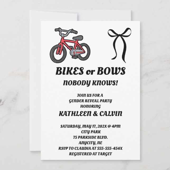 Invitation de révélation de sexe Vélos ou Rubans (Devant)