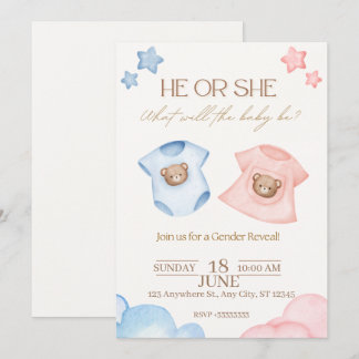 Invitation de révélation du sexe à l'aquarelle ros