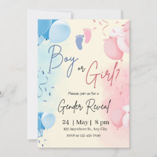 Invitation de Révélation du Sexe Bébé Fille ou Gar