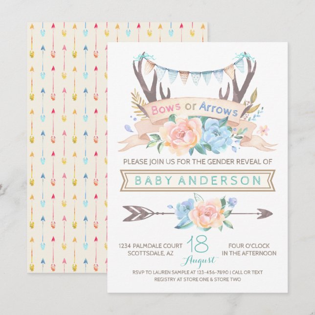 Invitation de révélation du sexe boho en bois de c (Devant / Derrière)