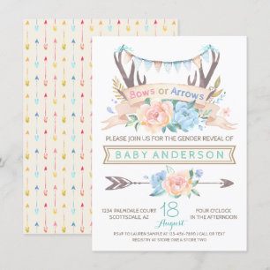 Invitation de révélation du sexe boho en bois de c