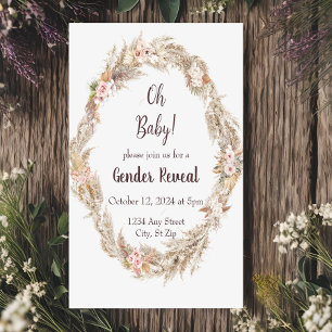 Invitation de révélation du sexe de bébé avec herb