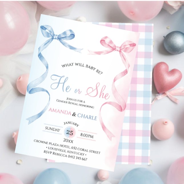 Invitation de Révélation du Sexe de Bébé avec un N (Créateur téléchargé)