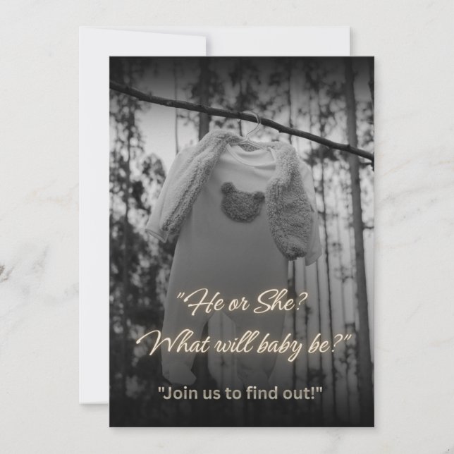 Invitation de Révélation du Sexe de Luxe, Noir et  (Devant)