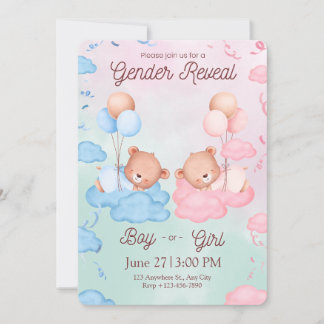 Invitation de révélation du sexe des ours mignons