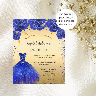 Invitation de robe de fleurs de budget royal bleu