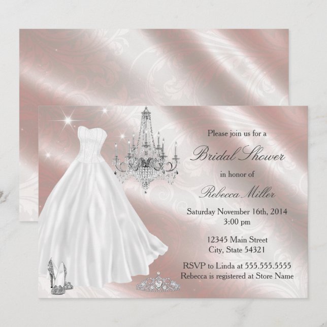 Invitation de robe de mariée jolie pour la fête de (Devant / Derrière)