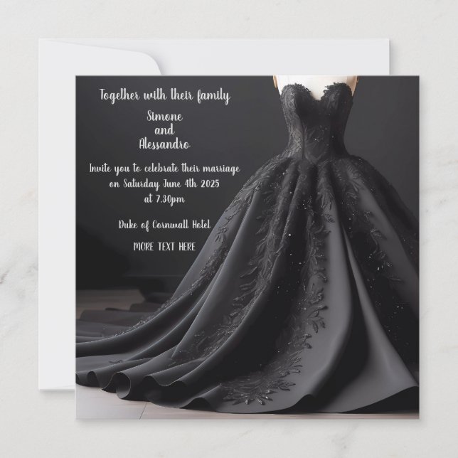 Invitation de robe Mariage noire (Devant)