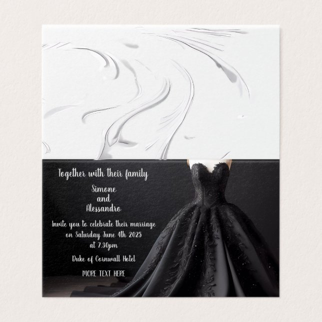 Invitation de robe Mariage noire (Outside Unfolded)