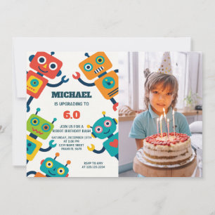 Invitation de Robot Party pour les enfants avec ph
