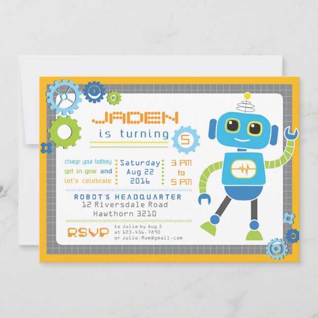 Invitation de robots / Fête de robots / Anniversai (Devant)