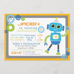 Invitation de robots / Fête de robots / Anniversai