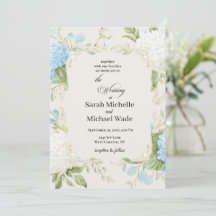 Invitation de romance botanique à l'hortensia bleu