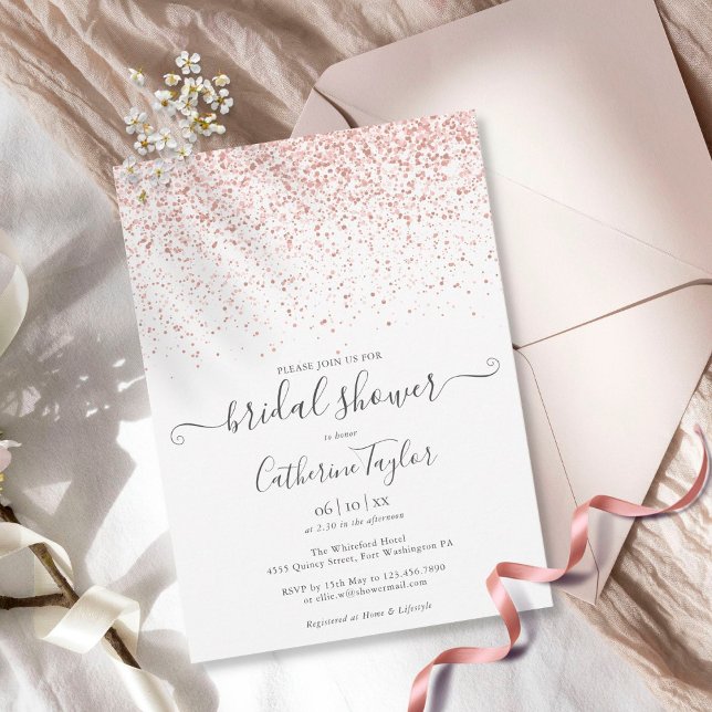 Invitation de Rose Gold Glitter Elegant Script pou (Créateur téléchargé)
