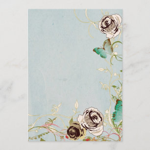 Invitation de roses et de papillons