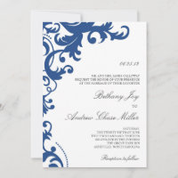 Invitation de Royal Blue Elegant Mariage damassé