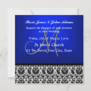 Invitation de Royal Blue Mariage damassé