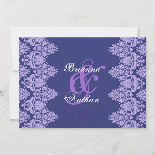 Invitation de Royal Purple & Lavender Mariage dama (Devant)