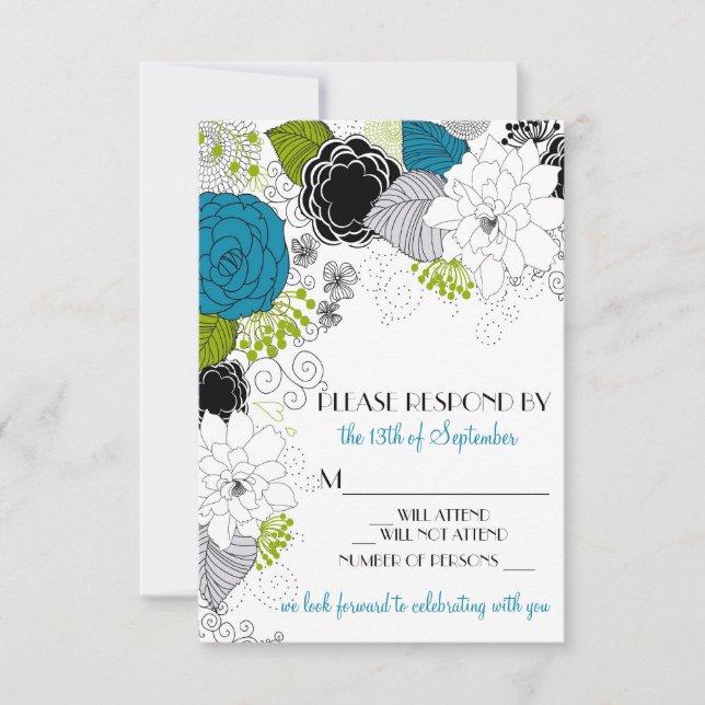 Invitation de RSVP de mariage Fleurs de printemps  (Devant)