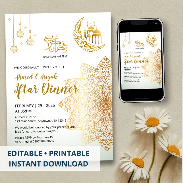 Invitation de rupture du jeûne de Ramadan à motif  (Créateur téléchargé)