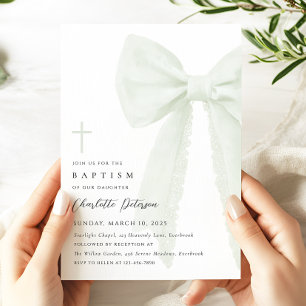 Invitation de Sage Green Bow Baptism