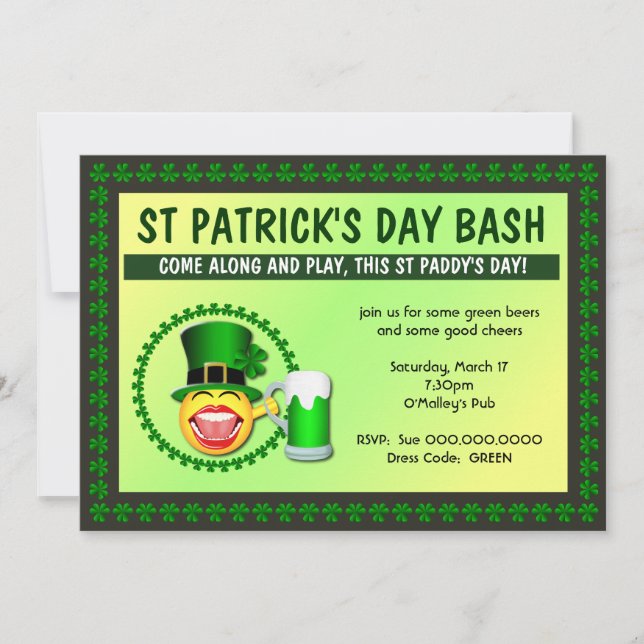 Invitation de Saint Patrick's Day Bash (Devant)