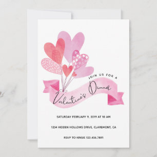 Invitation de Saint Valentin avec des ballons de c