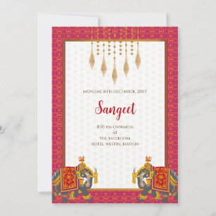 Invitation de Sangeet indien et cartes de mariage 