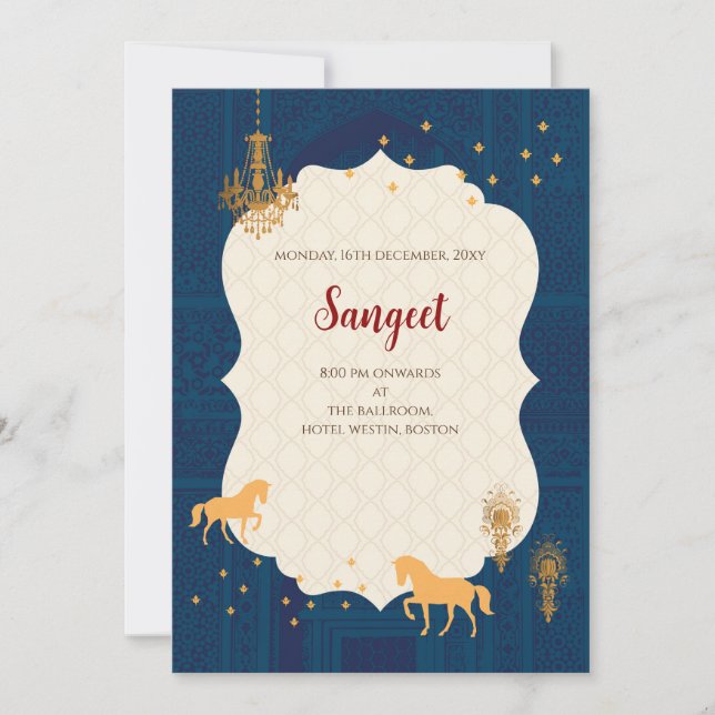 Invitation de Sangeet indien et Cartes d'invitatio (Devant)