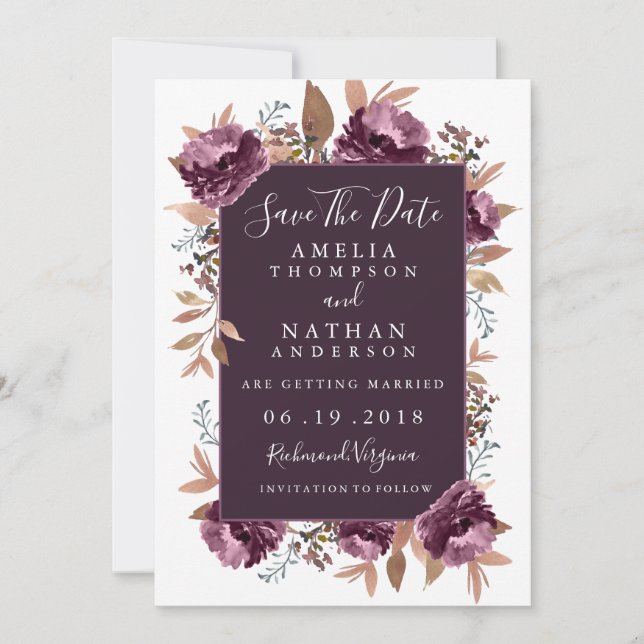 Invitation de sauvegarde à date de mariage à aquar (Devant)