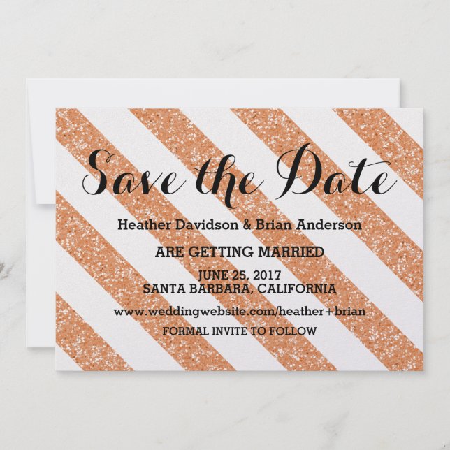 Invitation de sauvegarde de date à rayures avec ef (Devant)