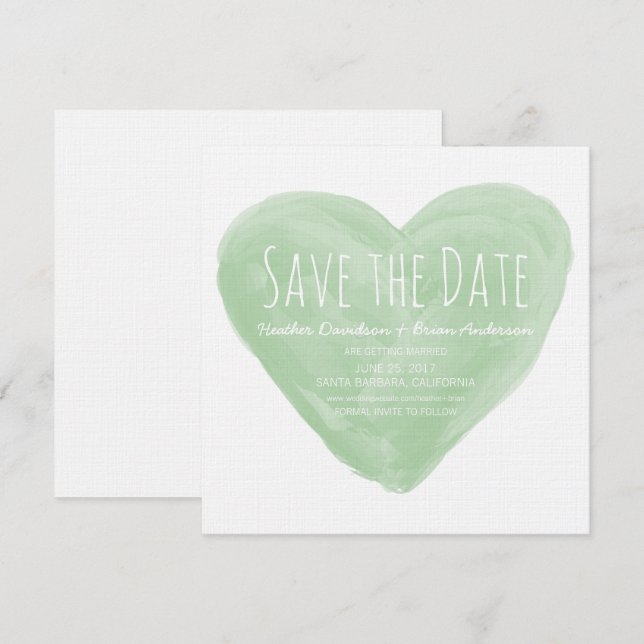 Invitation de sauvegarde de date avec cœur aquarel (Devant / Derrière)
