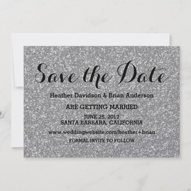 Invitation de sauvegarde de date avec paillettes a (Devant)