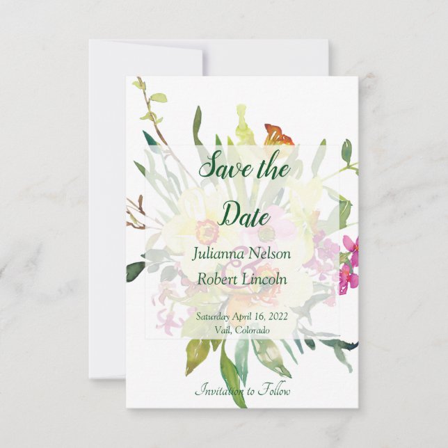 Invitation de sauvegarde de date de bouquet de jon (Devant)