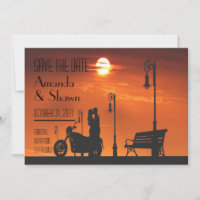 Invitation de sauvegarde de date de couple de moto