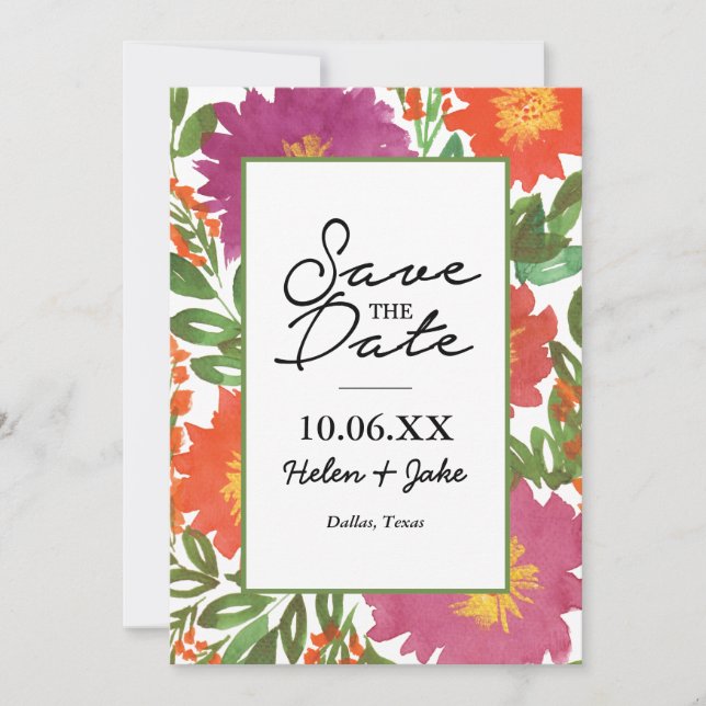Invitation de sauvegarde de date de fleur d'aquare (Devant)