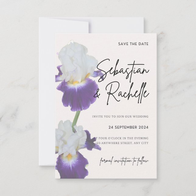 Invitation de sauvegarde de date de fleur de scrip (Devant)