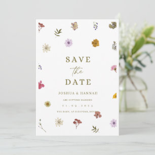Invitation de sauvegarde de date de fleur pressée