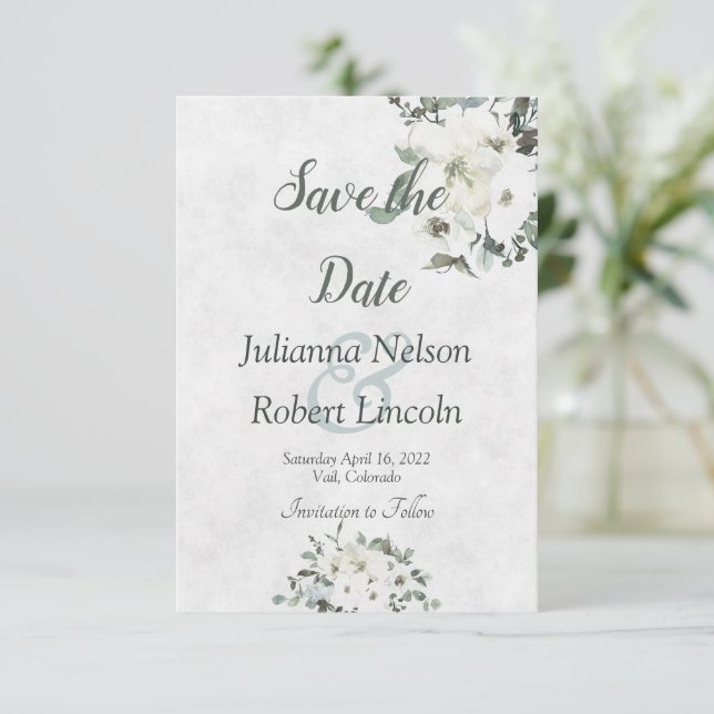 Invitation de sauvegarde de date de mariage à fleu (Debout devant)