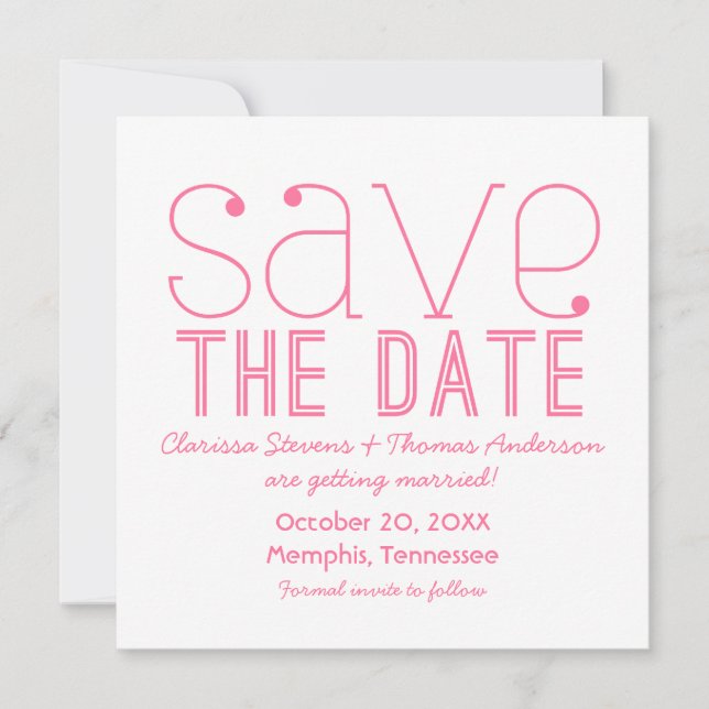 Invitation de sauvegarde de date de mariage à typo (Devant)