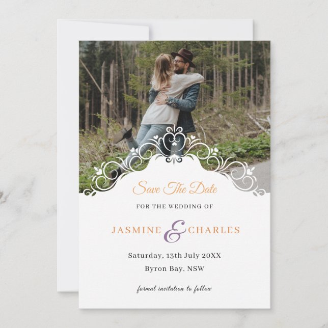 Invitation de sauvegarde de date de mariage avec p (Devant)