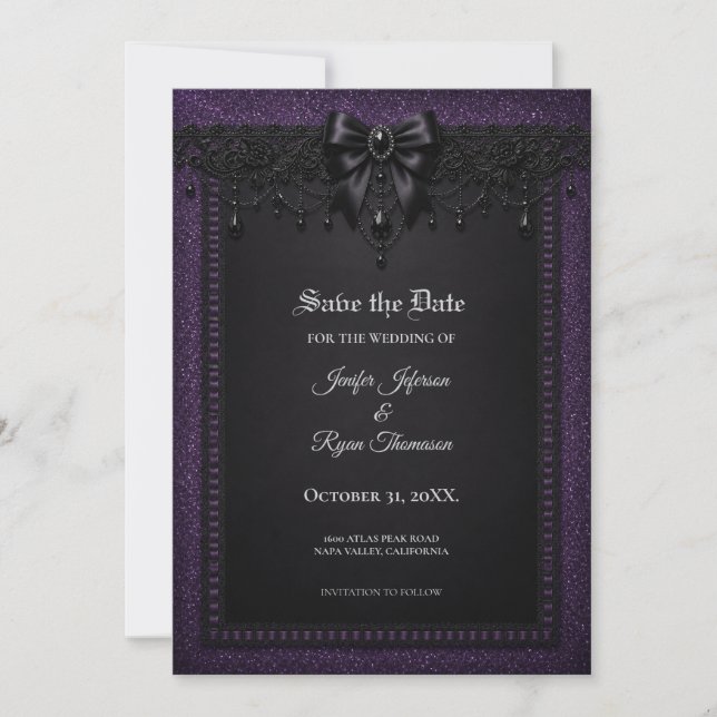 Invitation de sauvegarde de date de mariage gothiq (Devant)