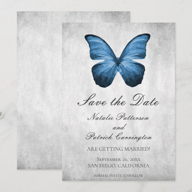 Invitation de sauvegarde de date de mariage Papill (Devant / Derrière)