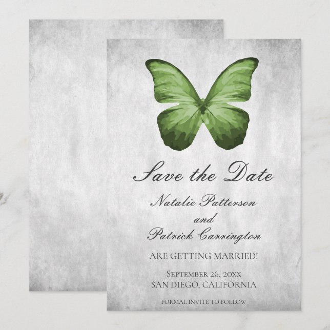Invitation de sauvegarde de date de mariage Papill (Devant / Derrière)