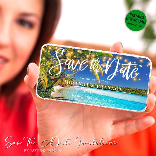 Invitation de sauvegarde de date de plage tropical (Créateur téléchargé)