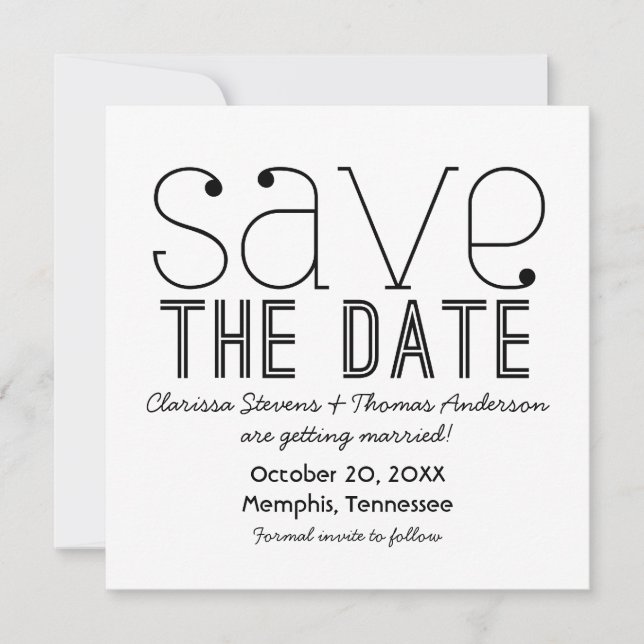 Invitation de sauvegarde de date de typographie te (Devant)